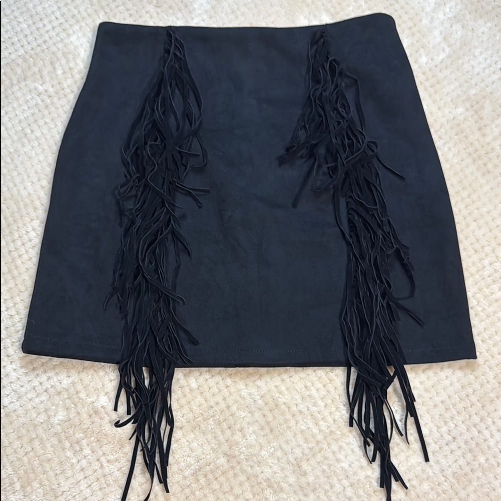 Elegant Black Fringe Skirt